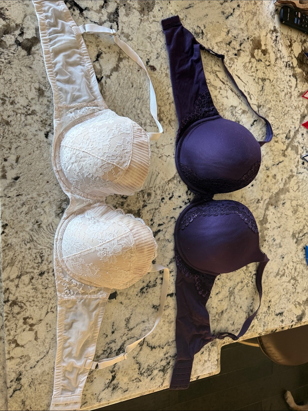 Victoria's Secret Ivory and Deep Purple Lace Bra Duo